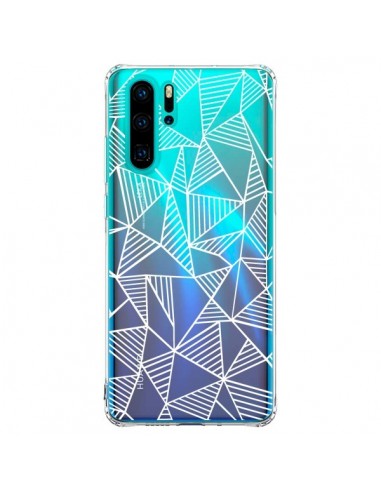 Coque Huawei P30 Pro Lignes Grilles Triangles Grid Abstract Blanc Transparente - Project M