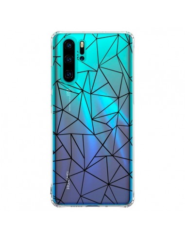 Coque Huawei P30 Pro Lignes Triangles Grid Abstract Noir Transparente - Project M