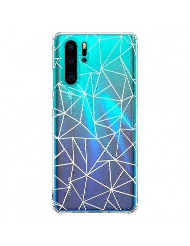 Coque Huawei P30 Pro Lignes Triangles Grid Abstract Blanc Transparente - Project M