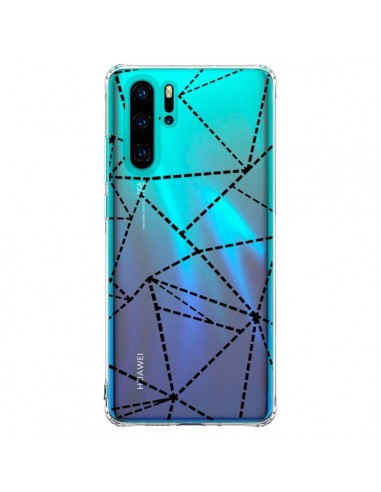 Coque Huawei P30 Pro Lignes Points Abstract Noir Transparente - Project M