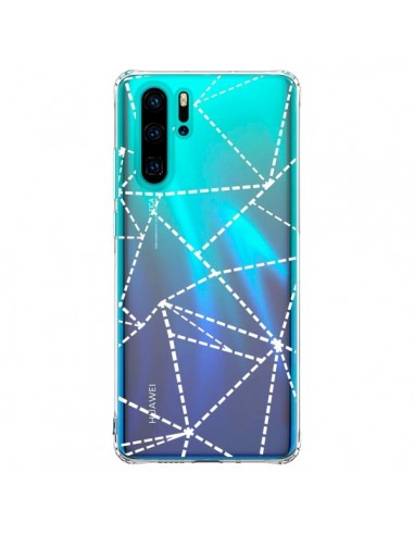 Coque Huawei P30 Pro Lignes Points Abstract Blanc Transparente - Project M