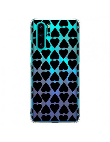 Coque Huawei P30 Pro Coeurs Heart Noir Transparente - Project M