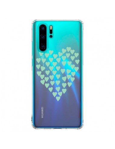 Coque Huawei P30 Pro Coeurs Heart Love Mint Bleu Vert Transparente - Project M