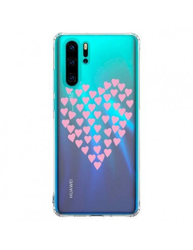 Coque Huawei P30 Pro Coeurs Heart Love Rose Pink Transparente - Project M