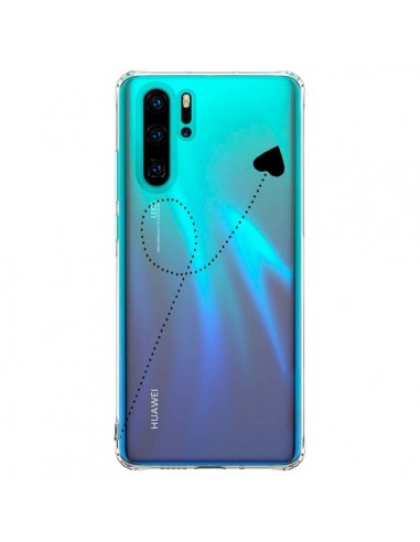 Coque Huawei P30 Pro Travel to your Heart Noir Voyage Coeur Transparente - Project M