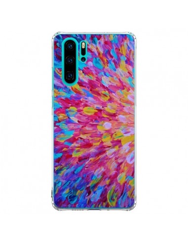 Coque Huawei P30 Pro Fleurs Bleues Roses Splash - Ebi Emporium