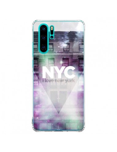 Coque Huawei P30 Pro I Love New York City Violet Vert - Javier Martinez