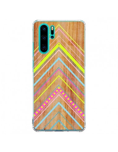 Coque Huawei P30 Pro Wooden Chevron Pink Bois Azteque Aztec Tribal - Jenny Mhairi