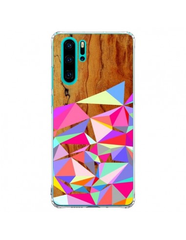 Coque Huawei P30 Pro Wooden Multi Geo Bois Azteque Aztec Tribal - Jenny Mhairi