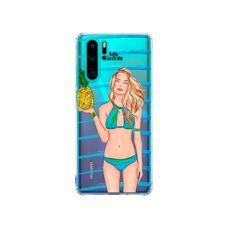 Coque Huawei P30 Pro Malibu Ananas Plage Ete Bleu Transparente - kateillustrate