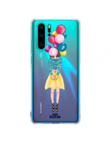 Coque Huawei P30 Pro Girls Balloons Ballons Fille Transparente - kateillustrate