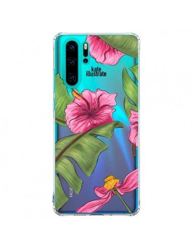Coque Huawei P30 Pro Tropical Leaves Fleurs Feuilles Transparente - kateillustrate