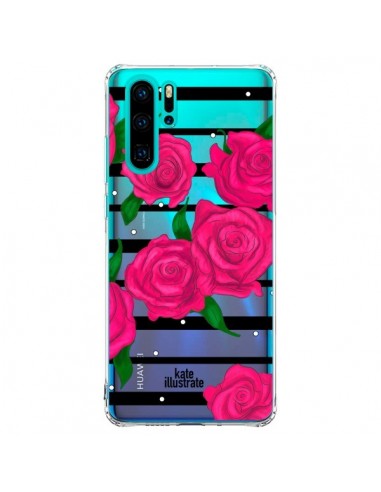 Coque Huawei P30 Pro Roses Rose Fleurs Flowers Transparente - kateillustrate