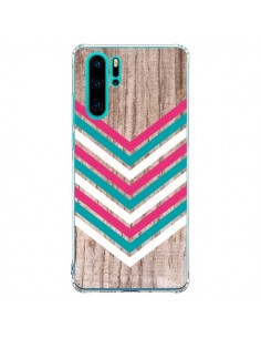 Coque Huawei P30 Pro Tribal Aztèque Bois Wood Flèche Rose...