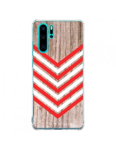 Coque Huawei P30 Pro Tribal Aztèque Bois Wood Flèche Rouge Blanc - Laetitia