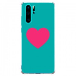 Coque Huawei P30 Pro Coeur Rose Fond Bleu  - Laetitia