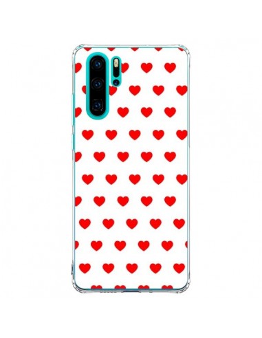 Coque Huawei P30 Pro Coeurs Rouges Fond Blanc - Laetitia