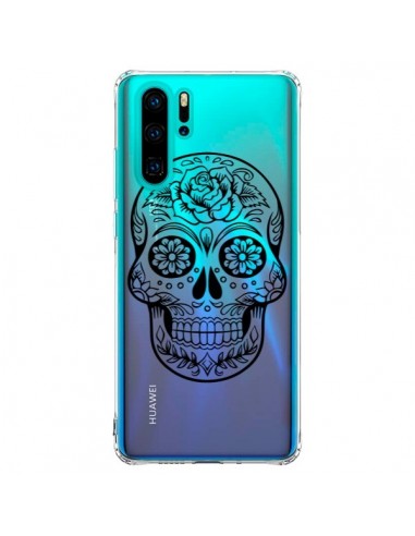 Coque Huawei P30 Pro Tête de Mort Mexicaine Noir Transparente - Laetitia