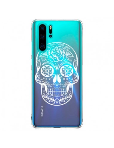 Coque Huawei P30 Pro Tête de Mort Mexicaine Blanche Transparente - Laetitia