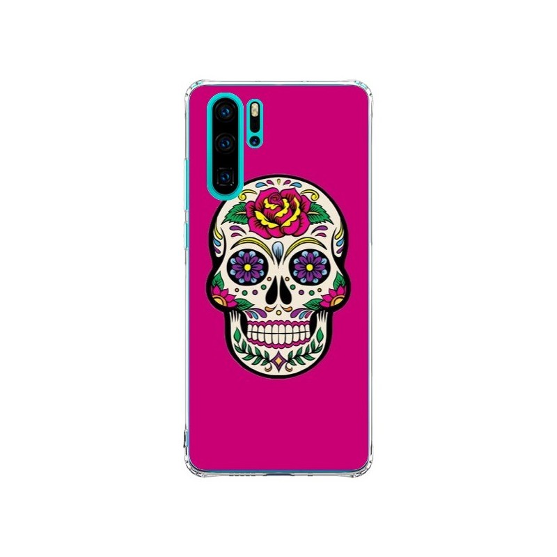 Coque Huawei P30 Pro Tête de Mort Mexicaine Rose Fushia - Laetitia