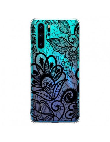 Coque Huawei P30 Pro Lace Fleur Flower Noir Transparente - Petit Griffin