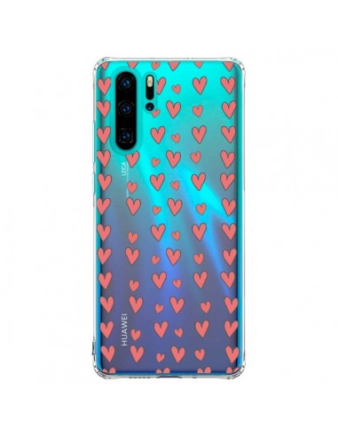 Coque Huawei P30 Pro Coeurs Heart Love Amour Rouge Transparente - Petit Griffin