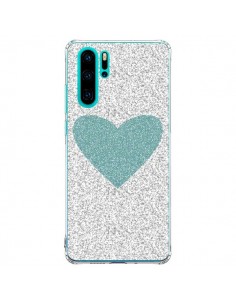 Coque Huawei P30 Pro Coeur Bleu Vert Argent Love - Mary...