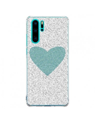 Coque Huawei P30 Pro Coeur Bleu Vert Argent Love - Mary Nesrala