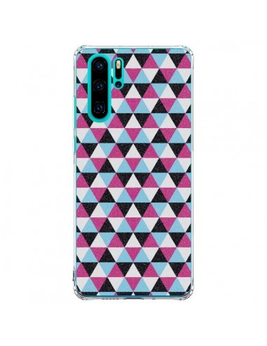 Coque Huawei P30 Pro Azteque Triangles Rose Bleu Gris - Mary Nesrala