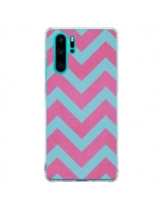 Coque Huawei P30 Pro Strawberry Chevron Rose Bleu - Mary...