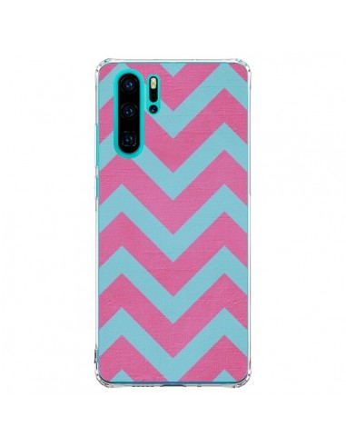 Coque Huawei P30 Pro Strawberry Chevron Rose Bleu - Mary Nesrala