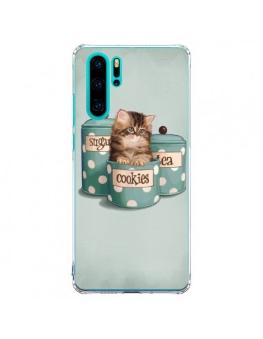 Coque Huawei P30 Pro Chaton Chat Kitten Boite Cookies Pois - Maryline Cazenave