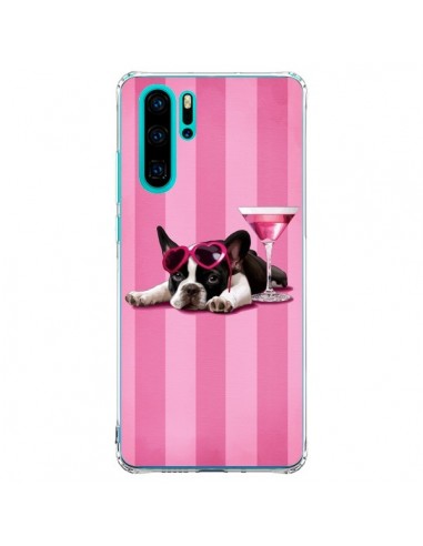 Coque Huawei P30 Pro Chien Dog Cocktail Lunettes Coeur Rose - Maryline Cazenave