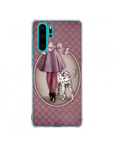 Coque Huawei P30 Pro Lady Chien Dog Dalmatien Robe Pois - Maryline Cazenave