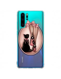 Coque Huawei P30 Pro Lady Chat Noeud Papillon Pois...