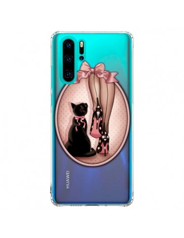 Coque Huawei P30 Pro Lady Chat Noeud Papillon Pois Chaussures Transparente - Maryline Cazenave