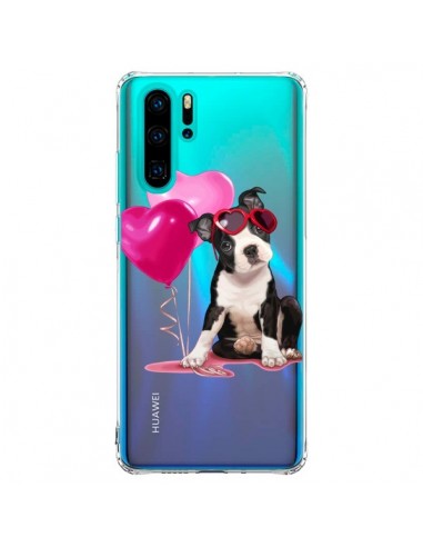 Coque Huawei P30 Pro Chien Dog Ballon Lunettes Coeur Rose Transparente - Maryline Cazenave