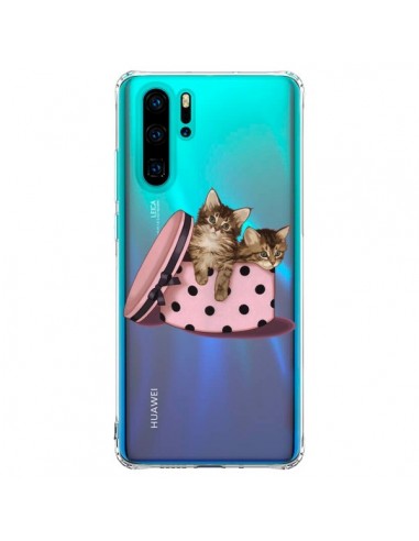 Coque Huawei P30 Pro Chaton Chat Kitten Boite Pois Transparente - Maryline Cazenave