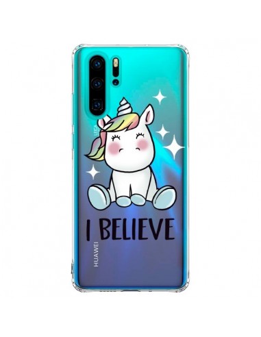 Coque Huawei P30 Pro Licorne I Believe Transparente - Maryline Cazenave