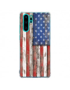 Coque Huawei P30 Pro Drapeau USA Vintage Bois Wood -...