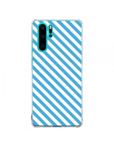 Coque Huawei P30 Pro Bonbon Candy Bleue et Blanche Rayée - Nico