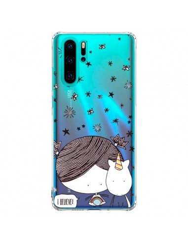 Coque Huawei P30 Pro Petite Fille et Licorne I Believe Transparente - Nico