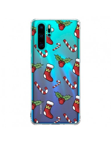 Coque Huawei P30 Pro Chaussette Sucre d'Orge Houx de Noël transparente - Nico