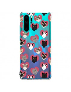 Coque Huawei P30 Pro Chats Coeurs Transparente - Pet...