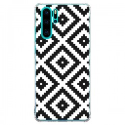 Coque Huawei P30 Pro Diamond Chevron Black and White -...