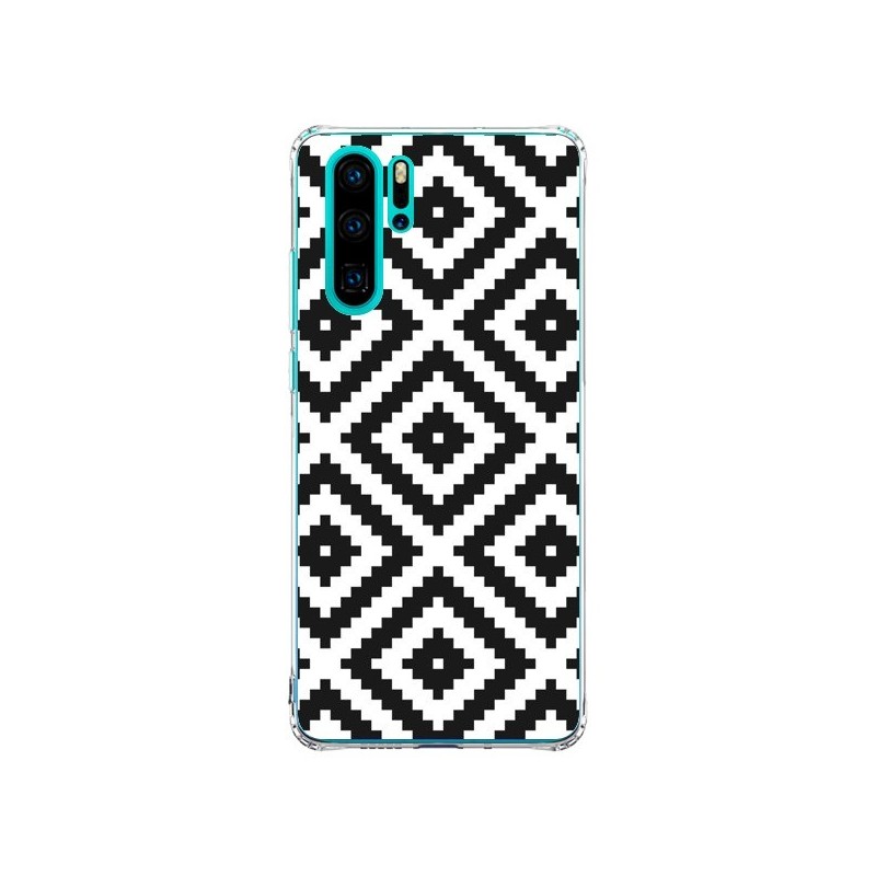 Coque Huawei P30 Pro Diamond Chevron Black and White - Pura Vida