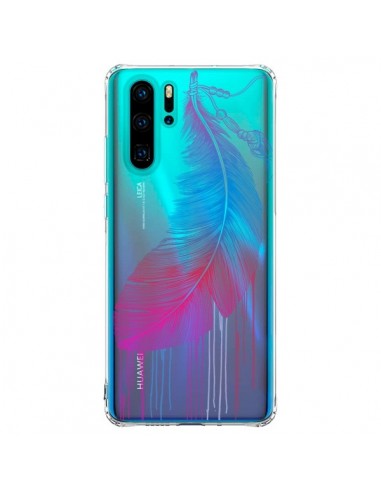 Coque Huawei P30 Pro Plume Feather Arc en Ciel Transparente - Rachel Caldwell