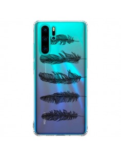 Coque Huawei P30 Pro Plume Feather Noir Transparente -...