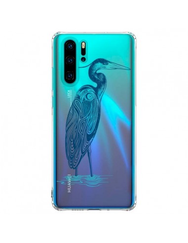 Coque Huawei P30 Pro Heron Blue Oiseau Transparente - Rachel Caldwell