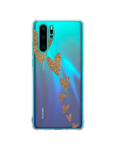 Coque Huawei P30 Pro Coeur Falling Gold Hearts Transparente - Sylvia Cook